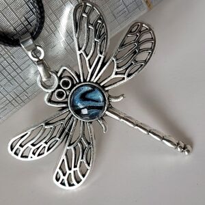 Silver Dragonfly Pendant Necklace
